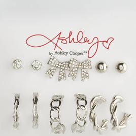Ashley Silver Plated Earrings w/ Pave Stone Bow & Metal Hoops