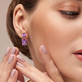 Sophia B 8ctw.  Amethyst 2-Stone Dangle Earrings