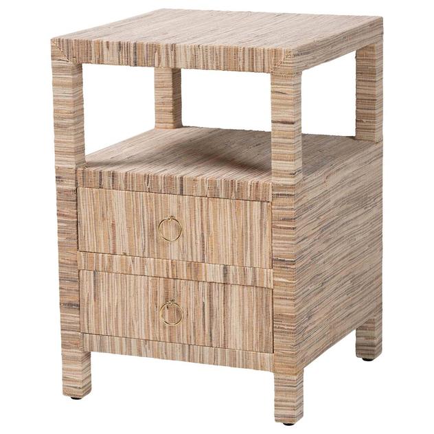 bali & pari Paine Bohemian Woven Grasscloth Nightstand