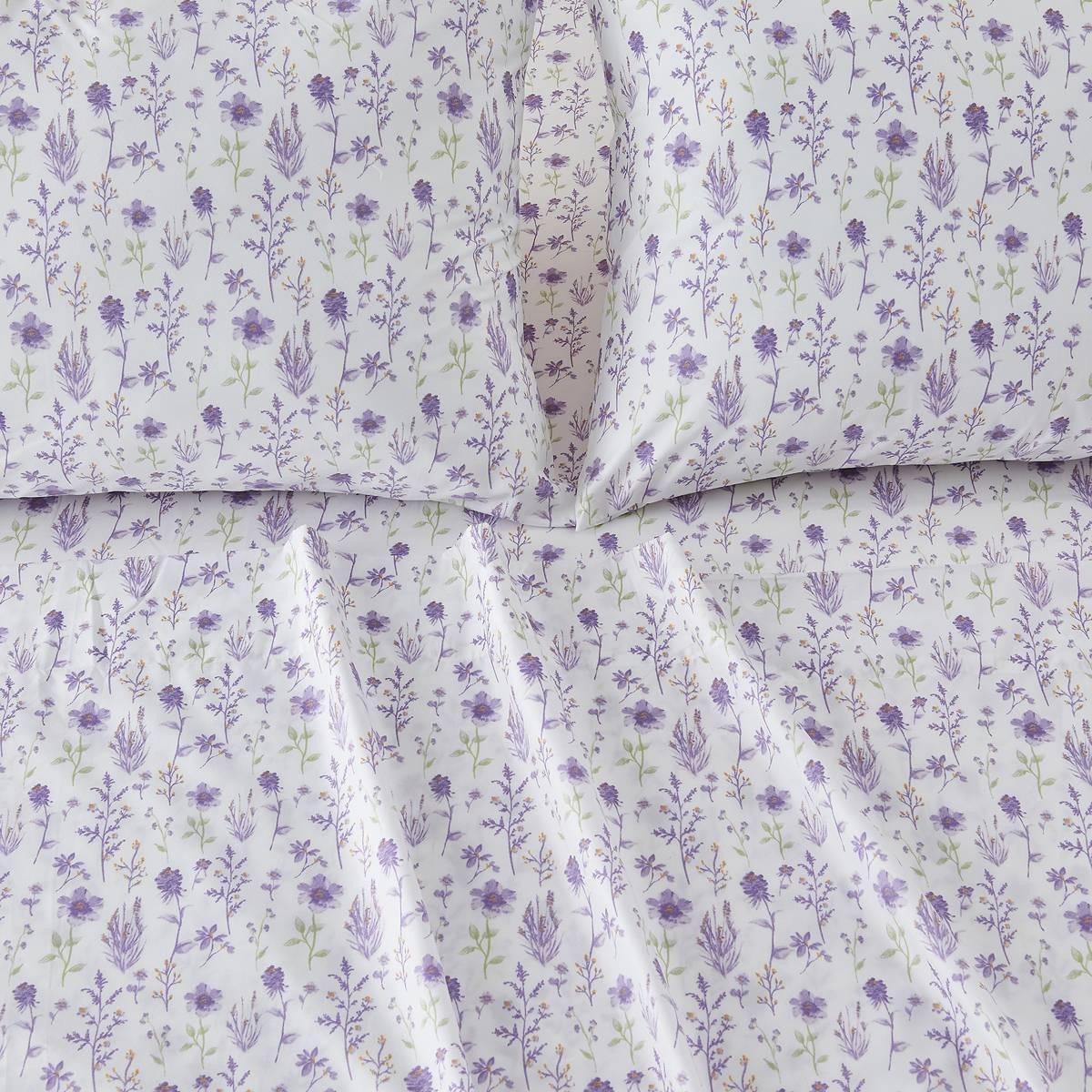 FreshFolds Delia Premium Lavender Floral Microfiber Sheet Set