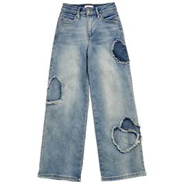 Girls (7-16) YMI(R) Girl Heart Patch Wide Leg Jeans