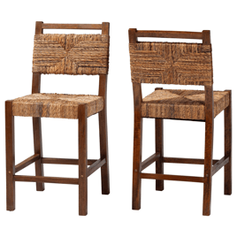 bali & pari 2pc. Cordoba Bohemian Seagrass Counter Stool Set
