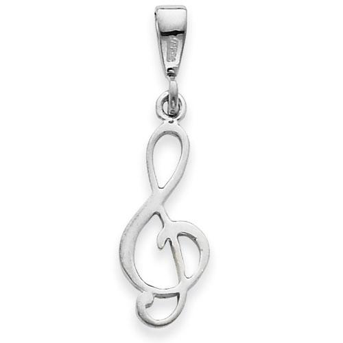 Unisex Gold Classics(tm) 14k. White-Gold Music Note Pendant