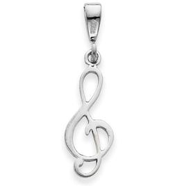 Unisex Gold Classics(tm) 14k. White-Gold Music Note Pendant