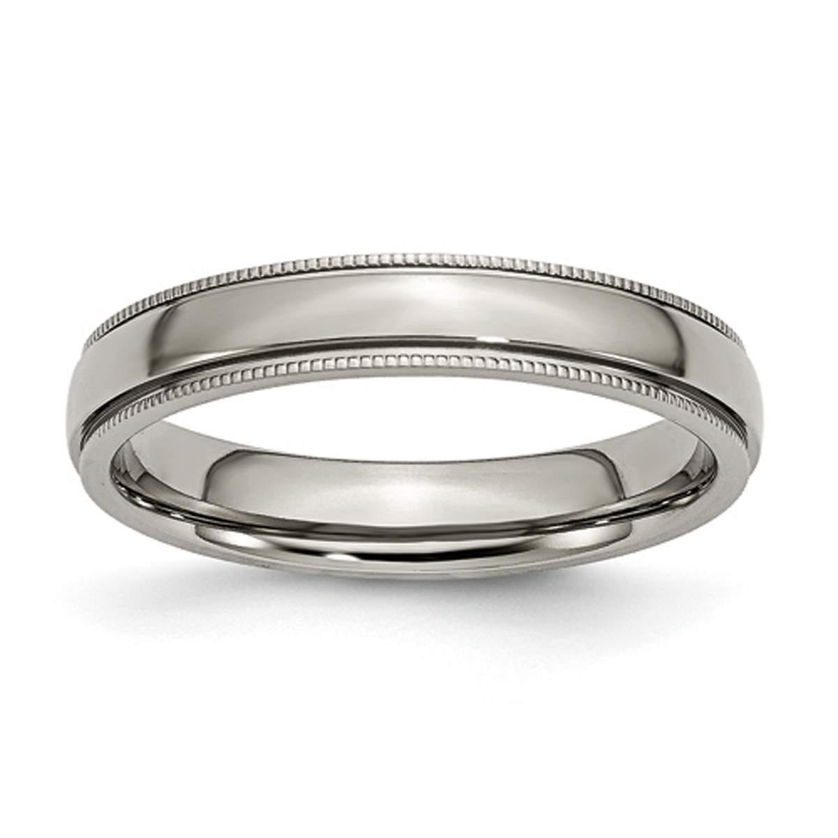 Mens Endless Affection(tm) 4mm Titanium Grooved & Beaded Edge Band