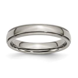 Mens Endless Affection(tm) 4mm Titanium Grooved & Beaded Edge Band
