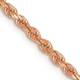 Unisex Gold Classics™ 2mm. Rose Gold Diamond Cut Rope Necklace