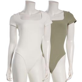 Juniors Pink Rose 2pk. Double Layered Square Neck Bodysuit