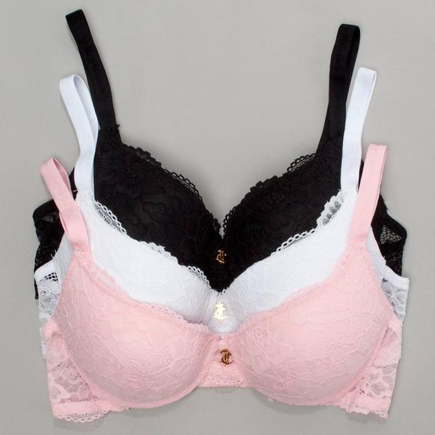 Juniors Juicy Couture 3pk. Logo Lace Push Up Bras JC6135-3PKS