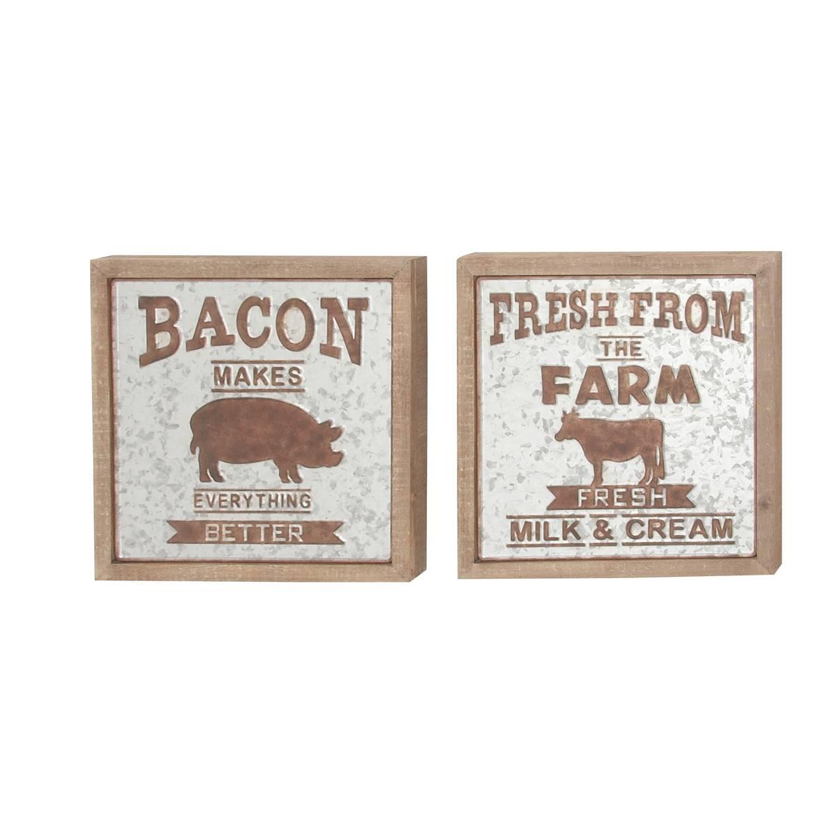 9th & Pike® Framed Cow and Pig Farmhouse Wall Signs - Set of 2