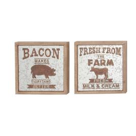 9th & Pike® Framed Cow and Pig Farmhouse Wall Signs - Set of 2