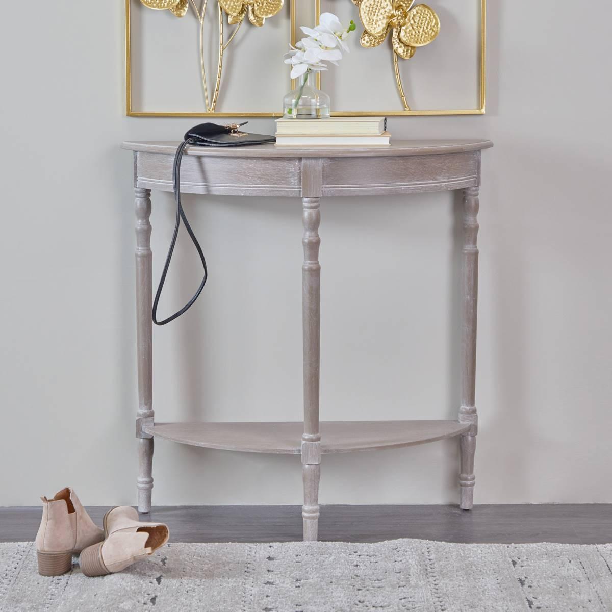 9th & Pike® Light Brown Traditional Half Moon Wood Console Table
