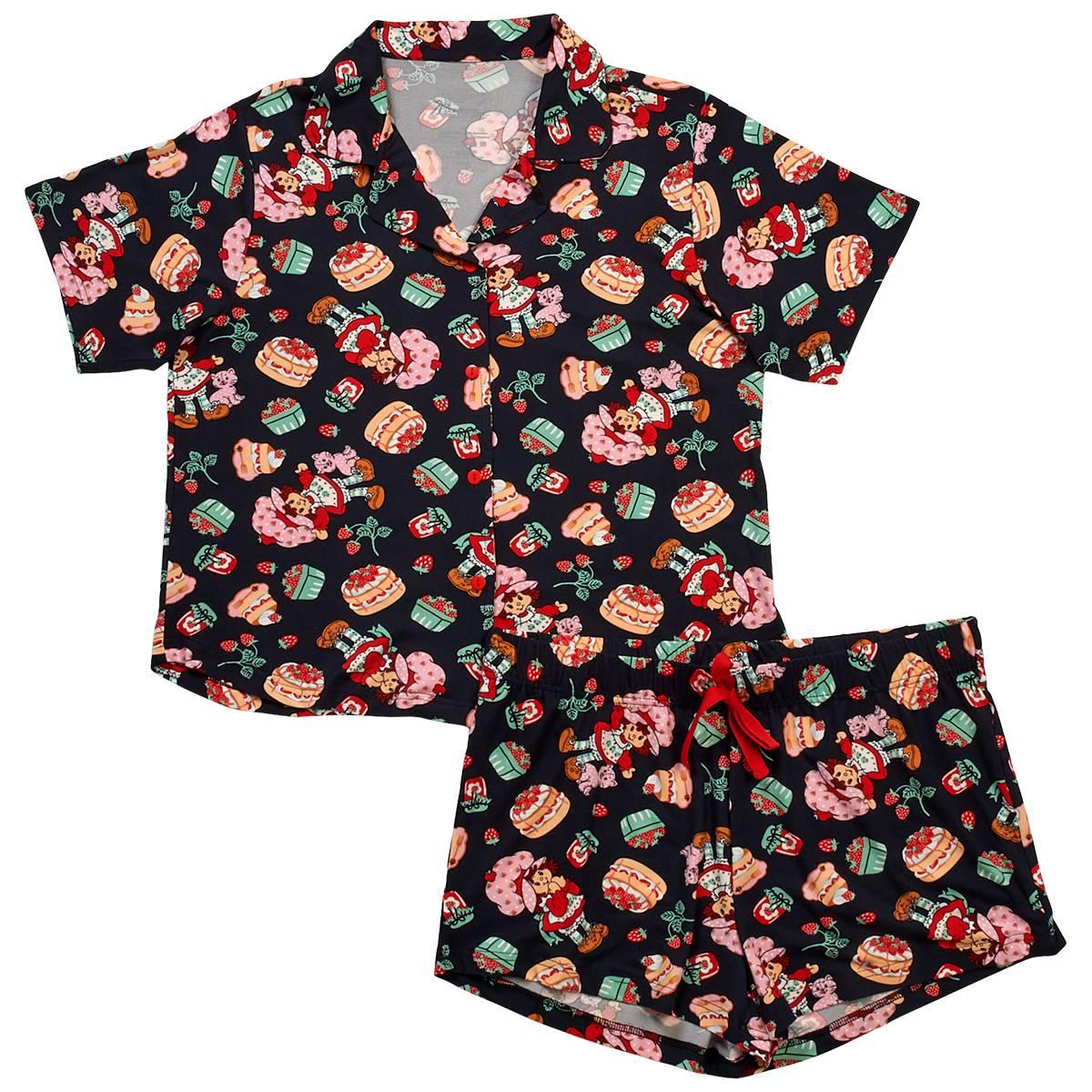 Womens Strawberry Shortcake Short Sleeve Notch Collar Pajama Set