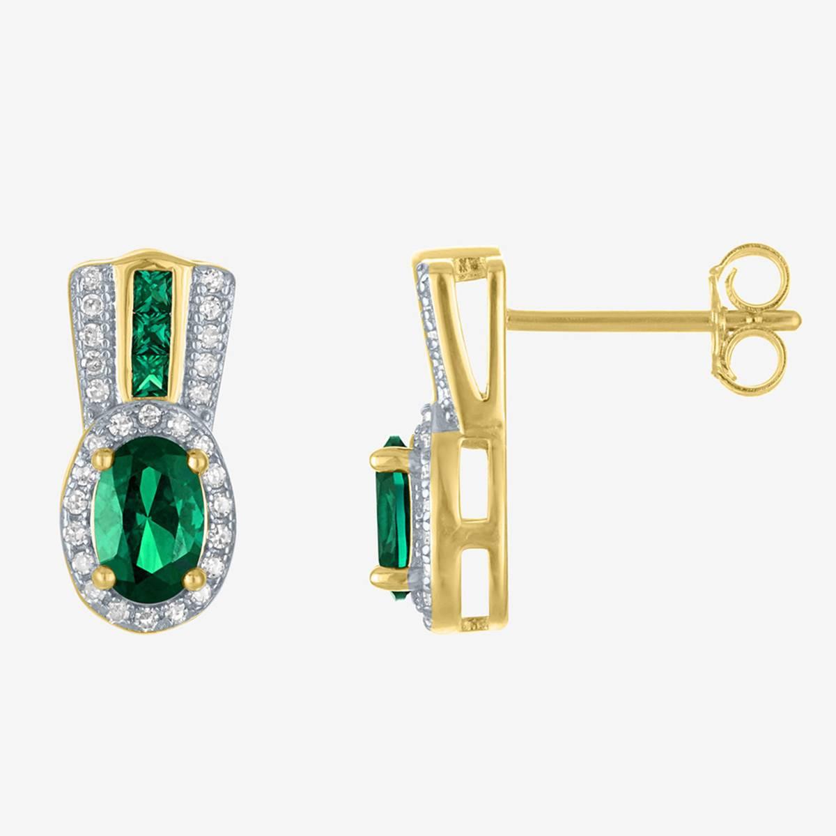 Nova Star(R) Lab Created Emerald & Lab Grown Diamond Earrings
