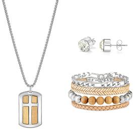 Mens American Exchange Cross ID Tag Pendant/Bracelet/Earrings