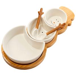 Godinger Snowman 3 Bowls with Server