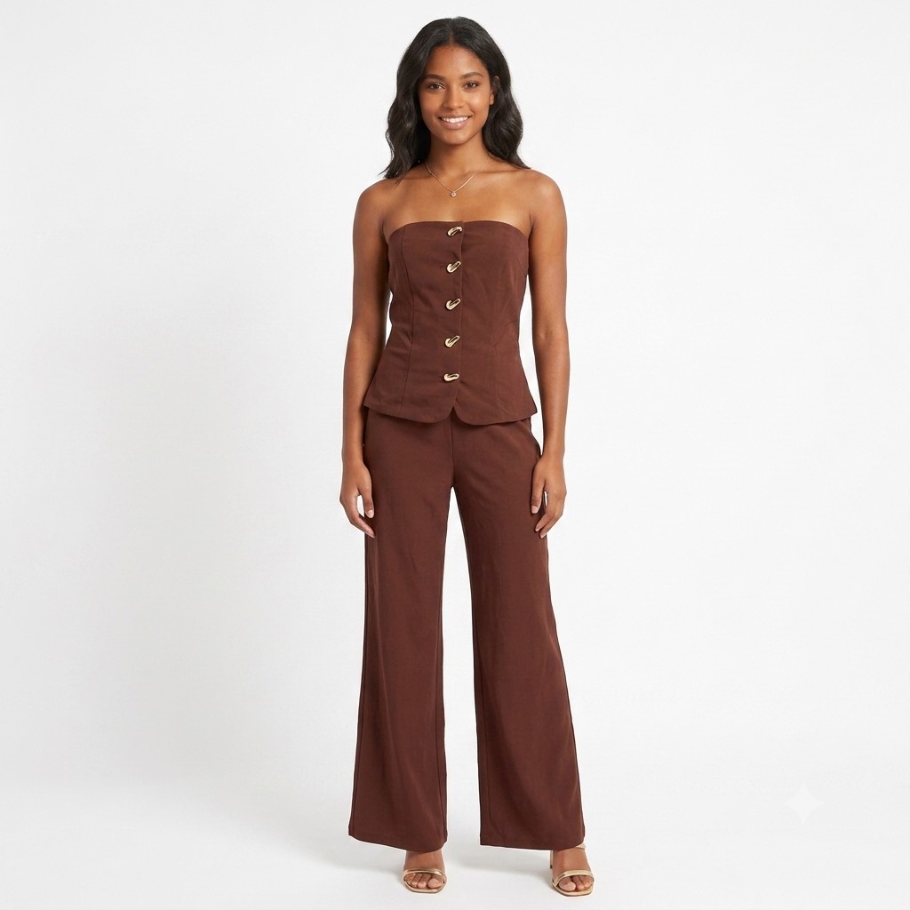 Juniors Madden Girl Strapless Long Vest Jumpsuit w/ Buttons