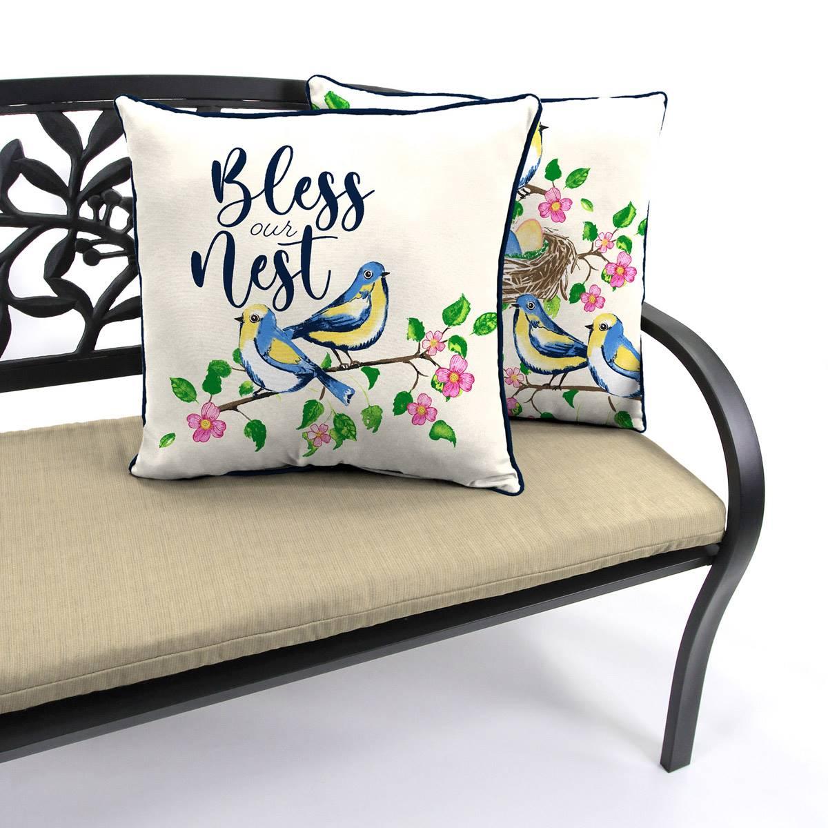 Jordan Manufacturing Bless Our Nest Outdoor Throw Pillow