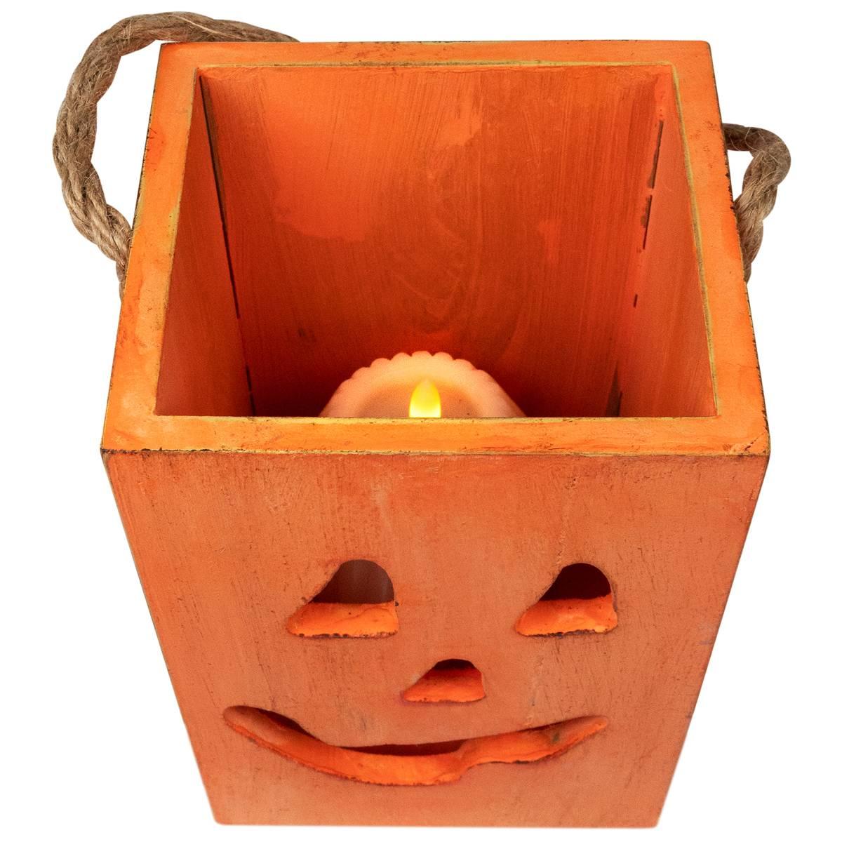 Northlight Seasonal 6.25in. Wood Jack O Lantern Candle Lantern