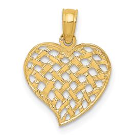 Gold Classics(tm) 14kt. Polished Basket Weave Heart Pendant
