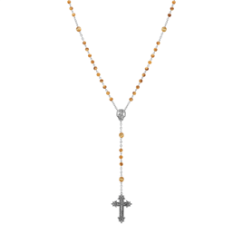 Symbols of Faith Silver Beaded Crucifix Rosary