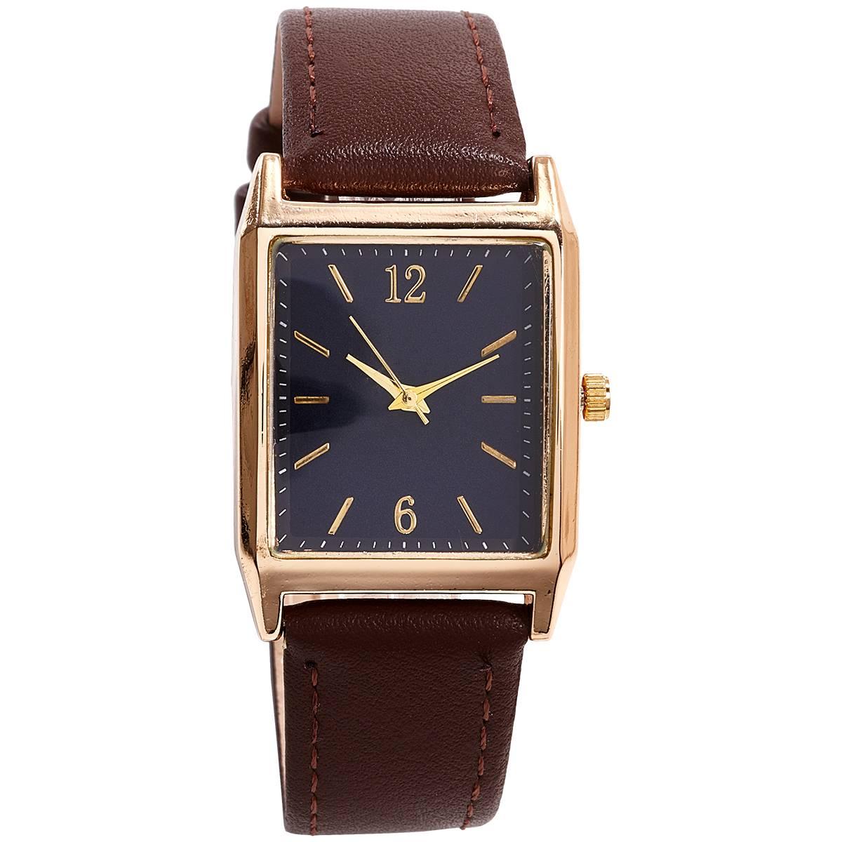 Mens Gold-Tone Navy Sunray Dial Watch - 50598G-07-J16