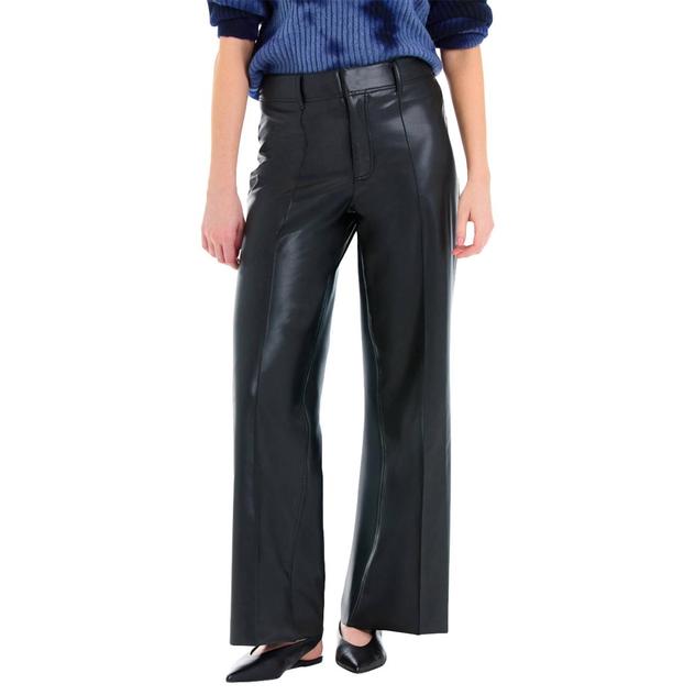 Womens CITY BLUES Pintuck Front Wide Leg Faux Leather Pants