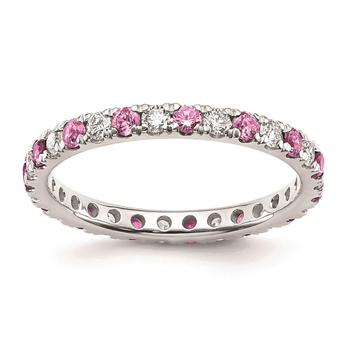 Pure Fire 14kt. White Gold Lab Created Pink Sapphire Band