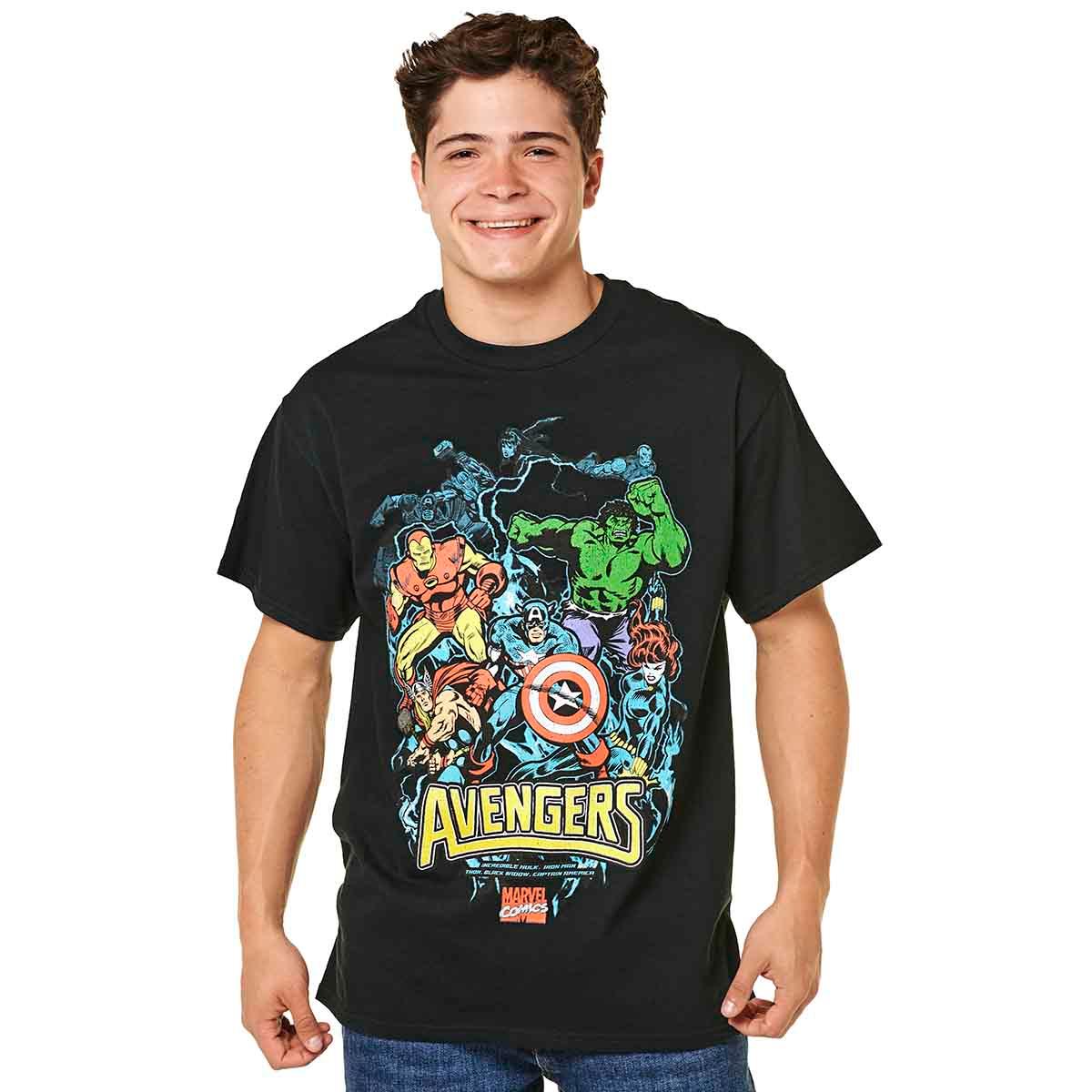 Young Mens Marvel Electric Avengers Short Sleeve Tee