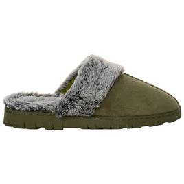 Womens Ella & Joy Microsuede Slippers with Fur Trim