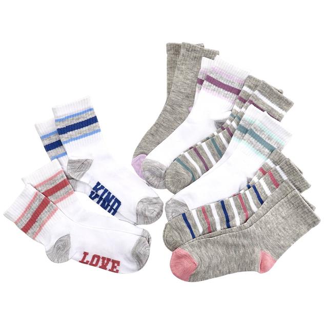 Girls Capelli® New York 8pk. Marled Verbiage Quarter Socks