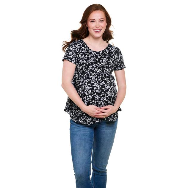 Womens Due Time Short Sleeve Ditsy Crossback Maternity Top
