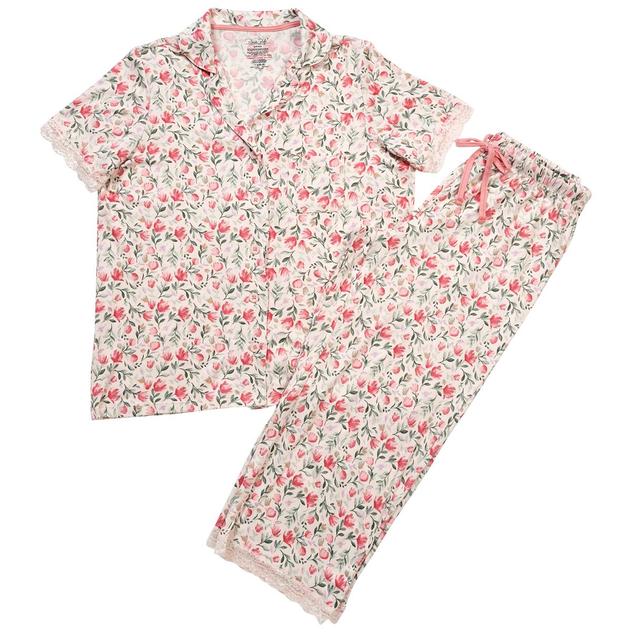 Womens René Rofé® Floral Notch Collar Capri Pajama Set