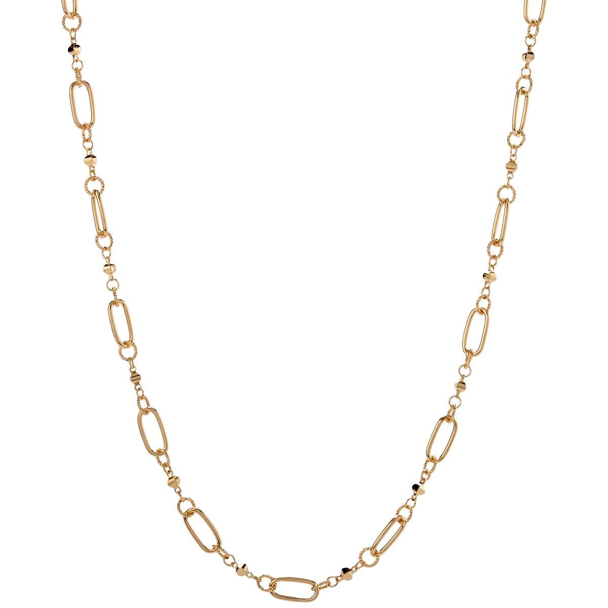 Design Collection Gold-Tone Paperclip Textured Chain Necklace