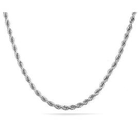 22in. Sterling Silver Solid Rope Chain Necklace