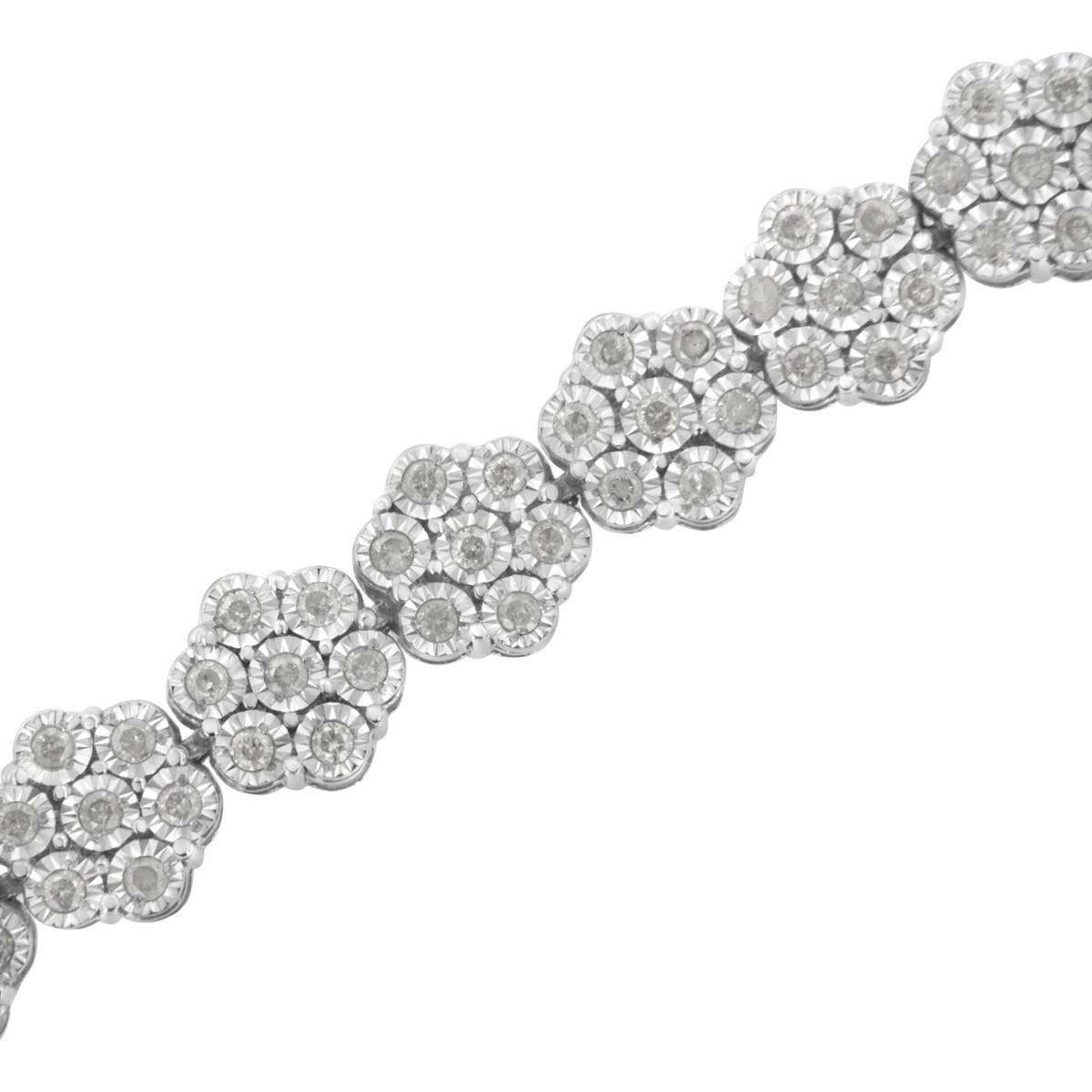 Haus of Brilliance 2.0ctw. 7 Stone Diamond Floral Link Bracelet
