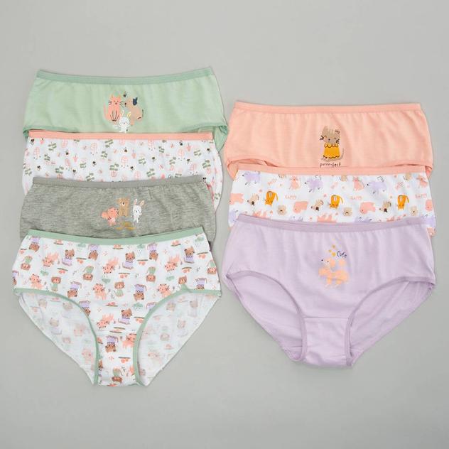 Girls René Rofé® 7pk. Cats & Dogs Cotton Brief Underwear