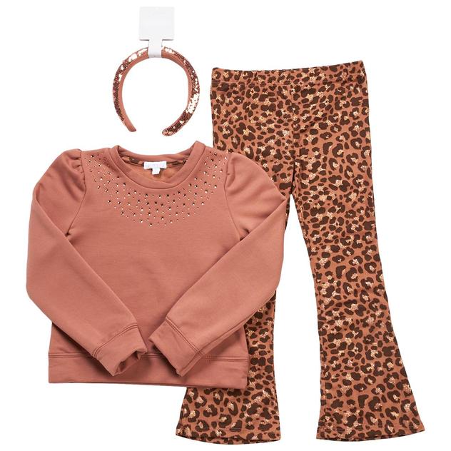 Girls (4-6x) BTween® Rhinestone Top & Leopard Flare Legging Set