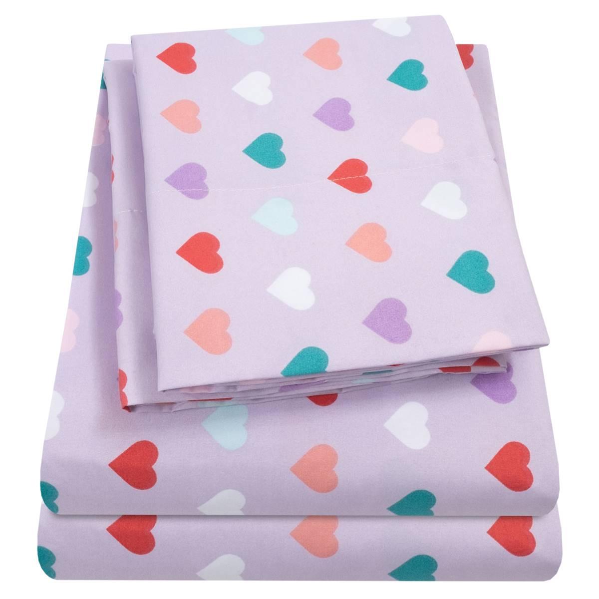 Sweet Home Collection Kids Fun & Colorful Hearts Sheet Set