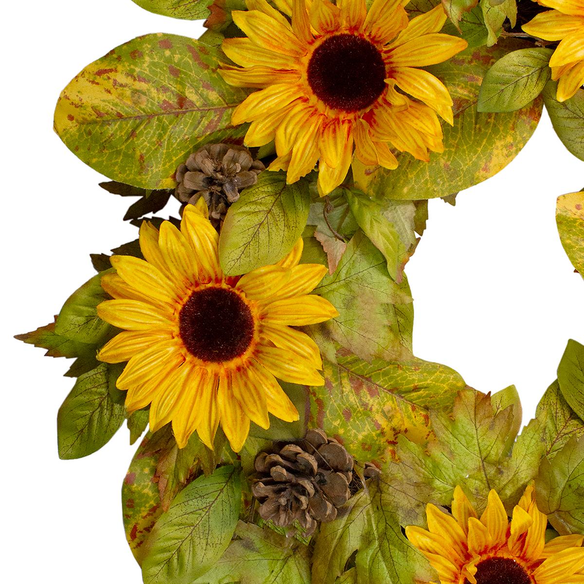 Northlight Seasonal Sunflower and Pine Cone Fall Wreath