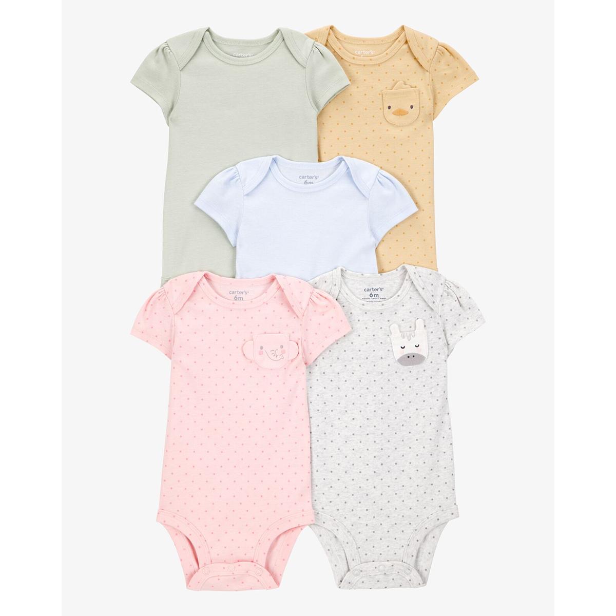 Baby Girl (NB-24M) Carters(R) 5pk. Animal Pocket Dot Bodysuits