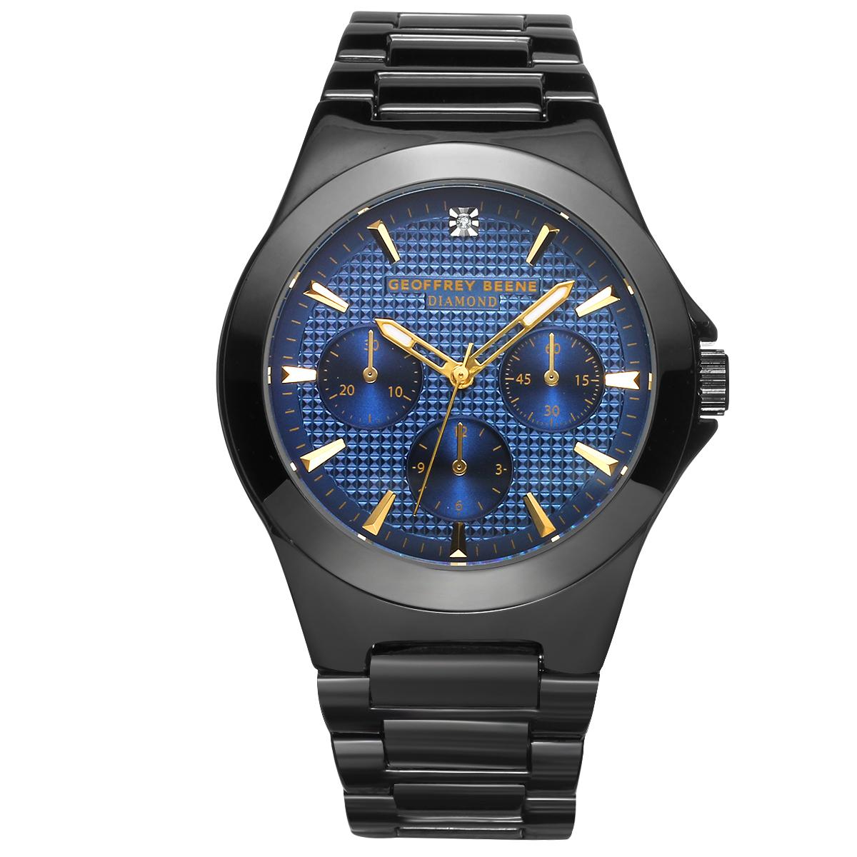 Mens Geoffrey Beene Gunmetal-Tone Textured Dial Watch - GBA0032GU