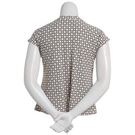 Womens Notations Short Sleeve Keyhole Basic Shell Blouse