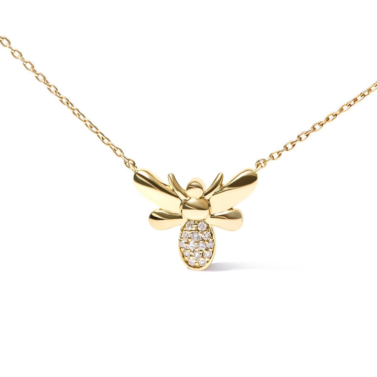 Haus of Brilliance 10kt. Gold Diamond Bumble Bee Pendant