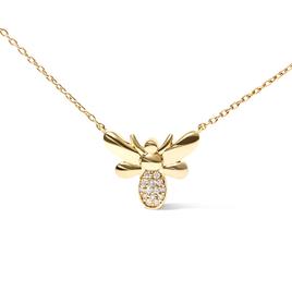 Haus of Brilliance 10kt. Gold Diamond Bumble Bee Pendant