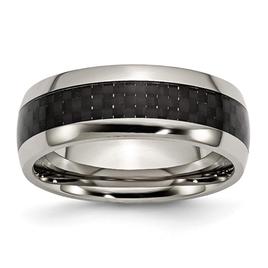 Mens Endless Affection(tm) Polished Black Carbon Fiber Inlay Band