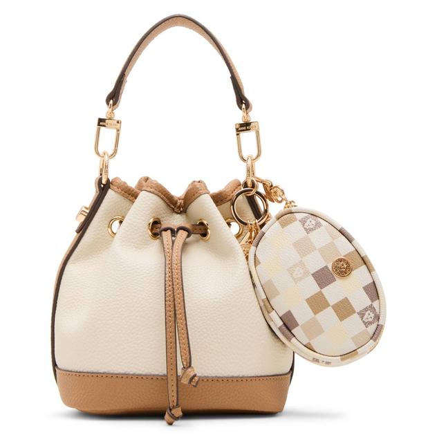 Anne Klein Graphic Tile Small Bucket Bag - Parchment