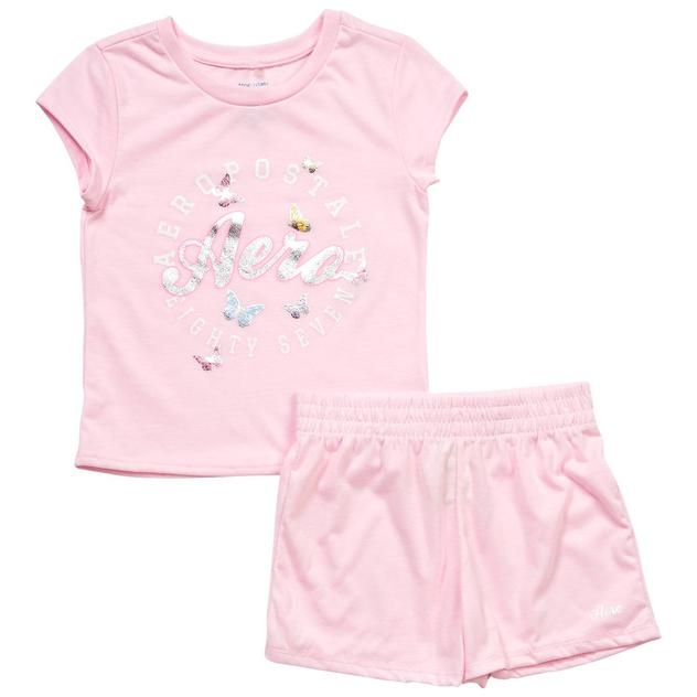 Girls (7-12) Aeropostale 2pc. Butterfly Glitter Tee & Short Set