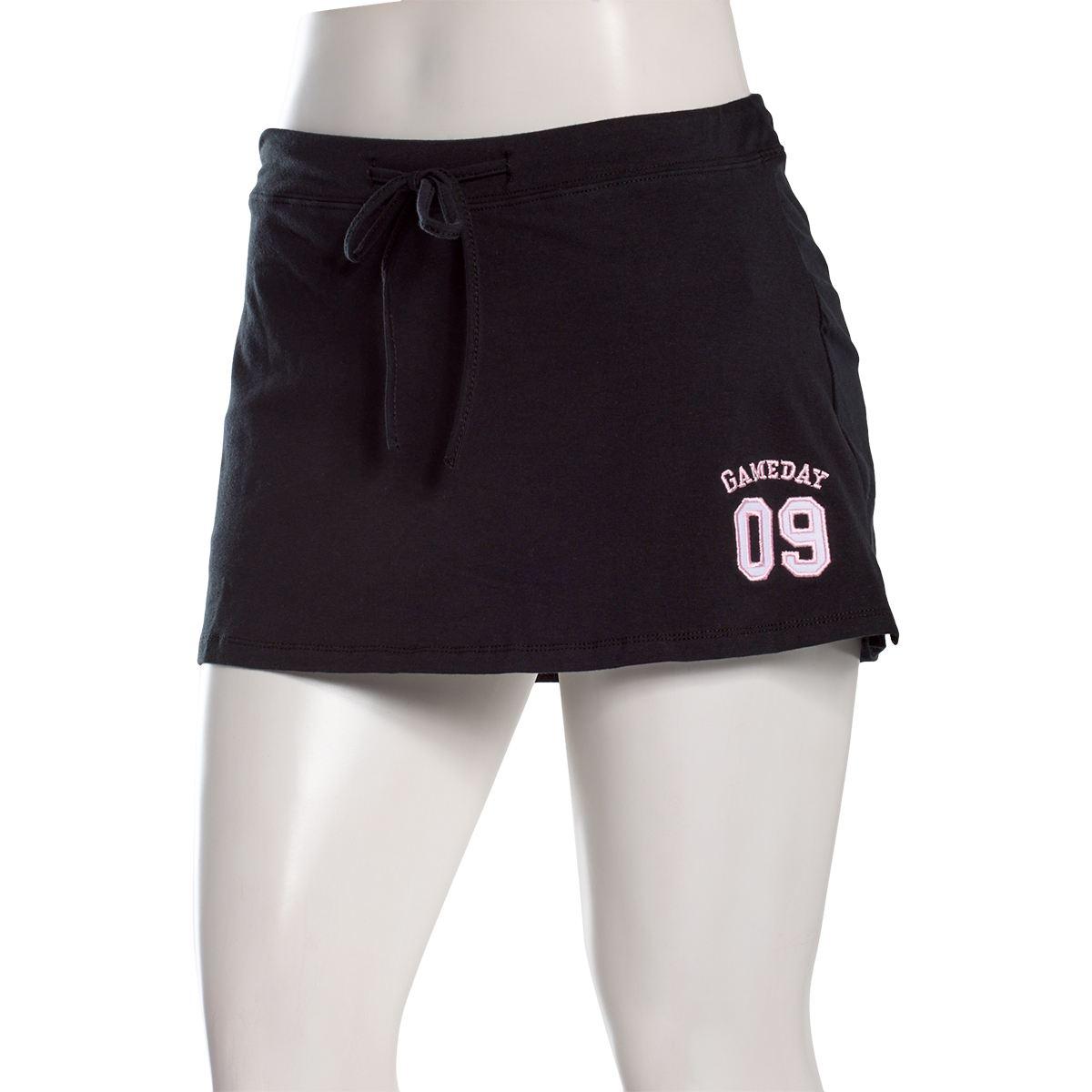 Juniors No Comment Embroidered Twill Applique Mini Skort - Black
