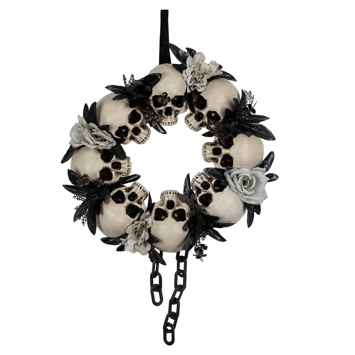Northlight Seasonal 15in. Unlit Skull Halloween Wreath
